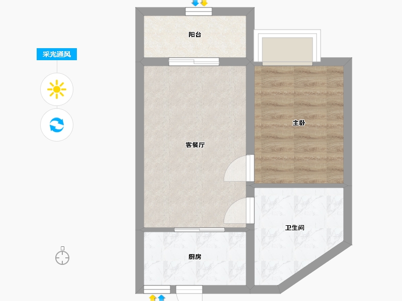 广西壮族自治区-北海市-强盛城市海岸-40.50-户型库-采光通风