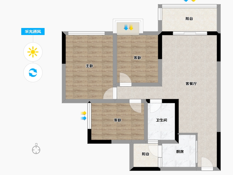 四川省-遂宁市-涌岷香榭城-76.44-户型库-采光通风