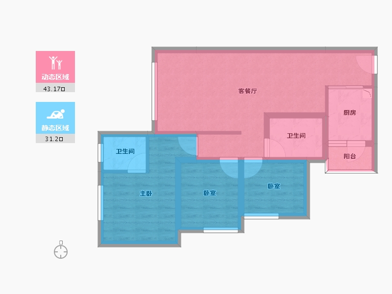 四川省-南充市-远达江山美墅-64.99-户型库-动静分区