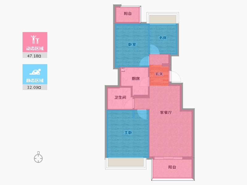 浙江省-杭州市-富力十号-71.00-户型库-动静分区