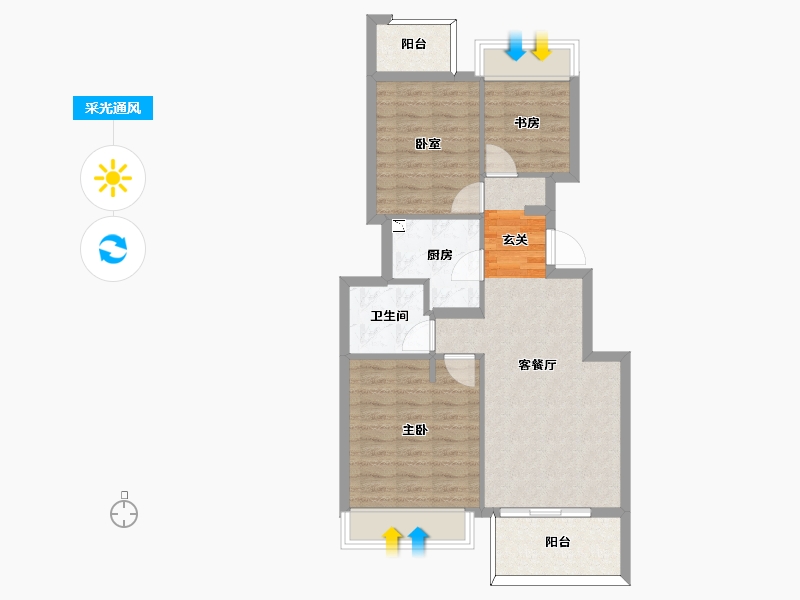 浙江省-杭州市-富力十号-71.00-户型库-采光通风