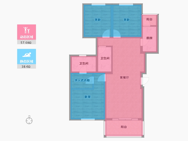 四川省-南充市-嘉和·天悦尚嶺-84.63-户型库-动静分区