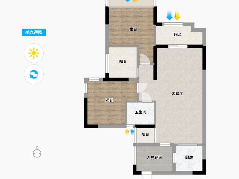 四川省-内江市-西城国际社区-68.80-户型库-采光通风