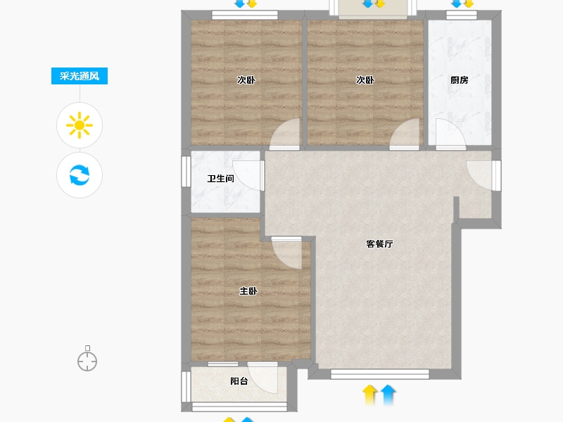 河北省-廊坊市-荣盛白鹭岛-66.25-户型库-采光通风