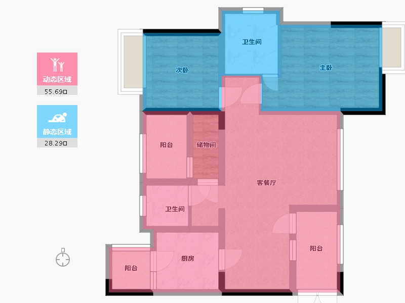 四川省-内江市-西城国际社区-73.07-户型库-动静分区