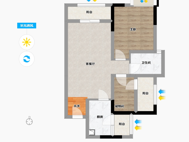 四川省-内江市-西城国际社区-53.20-户型库-采光通风