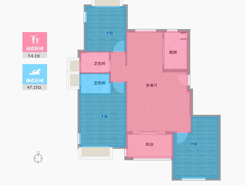 浙江省-杭州市-中兴御田清庭-92.00-户型库-动静分区