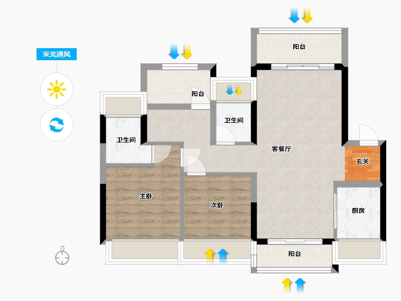 广东省-中山市-时光樾-74.68-户型库-采光通风