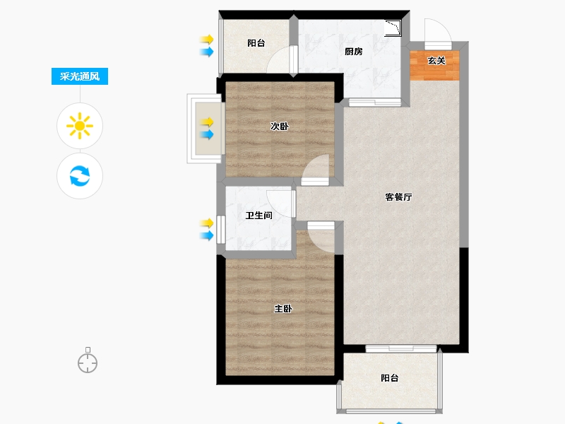 广西壮族自治区-南宁市-轨道御珑壹号城-65.32-户型库-采光通风