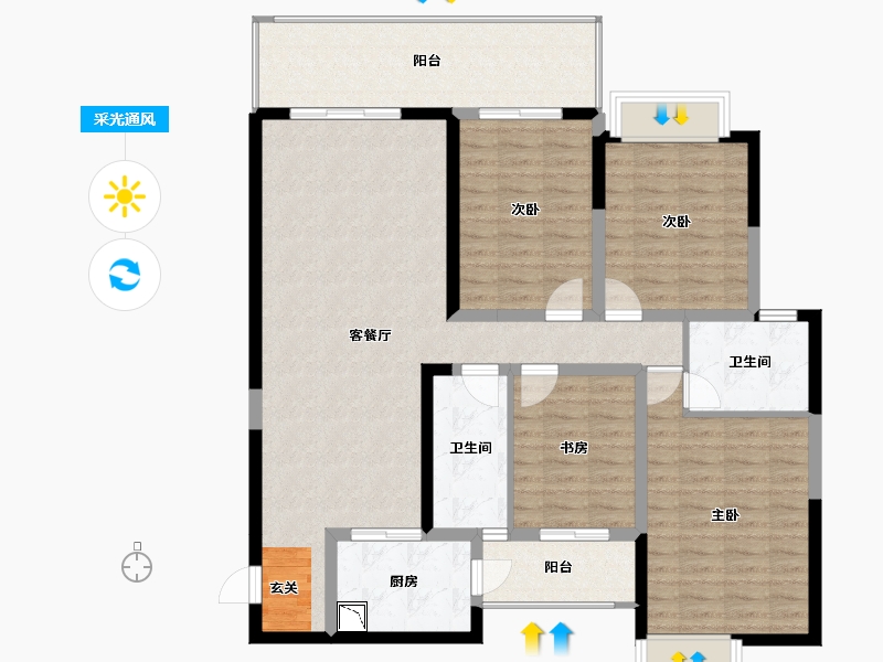 广西壮族自治区-南宁市-轨道御珑壹号城-123.66-户型库-采光通风