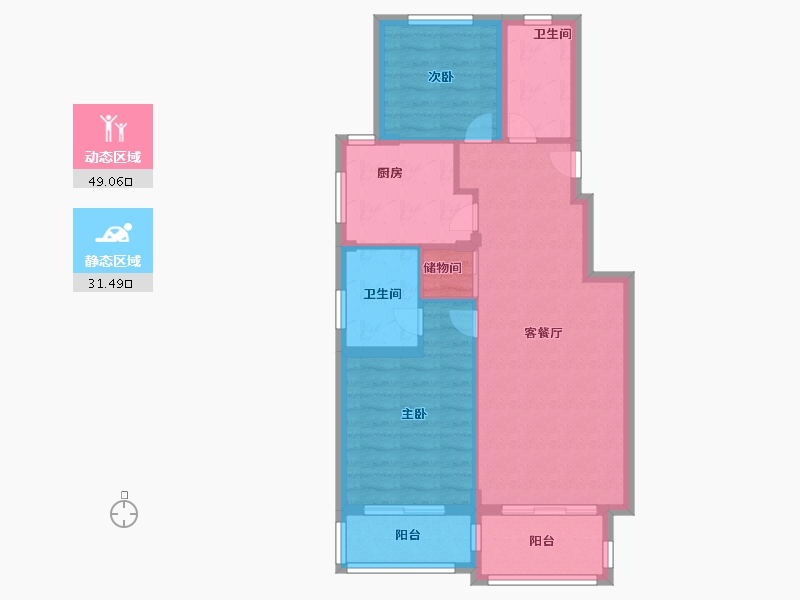 浙江省-杭州市-新弘斯维登森林度假村-72.00-户型库-动静分区