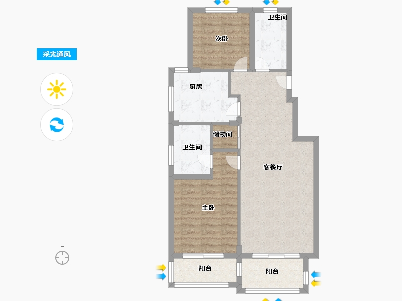 浙江省-杭州市-新弘斯维登森林度假村-72.00-户型库-采光通风