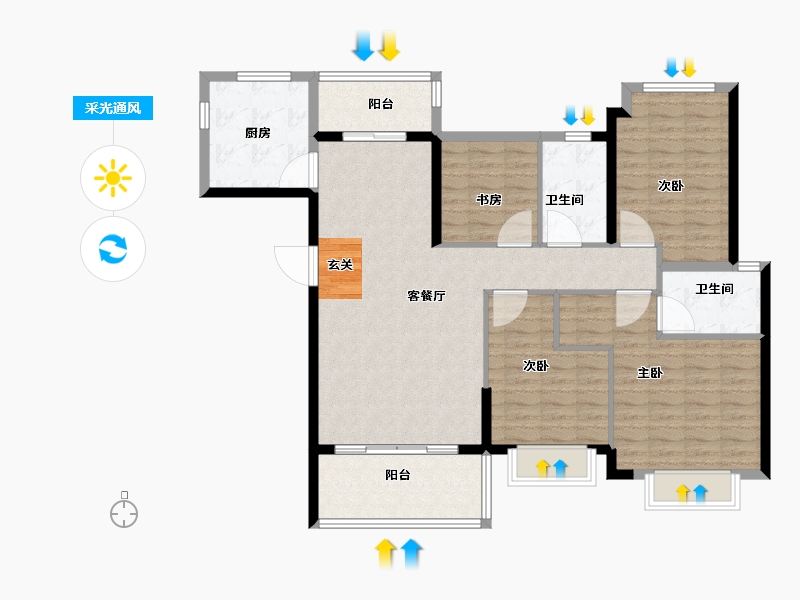 广东省-潮州市-龙光·御水岸-114.96-户型库-采光通风