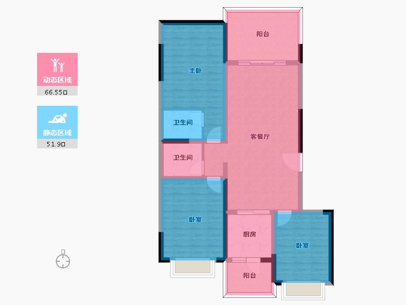 四川省-泸州市-景豪永和阳光-106.27-户型库-动静分区