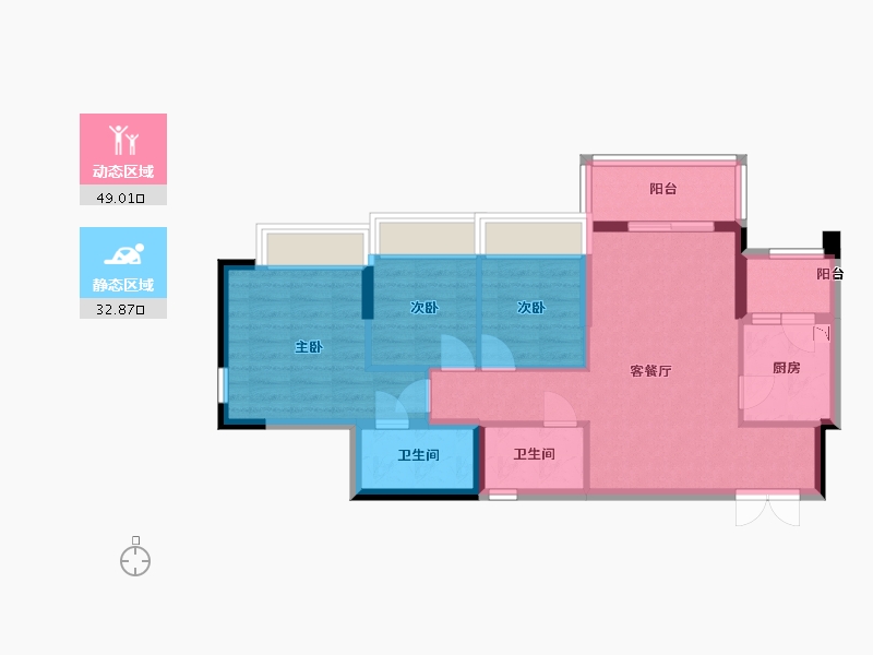 广东省-中山市-正德天水湖-72.60-户型库-动静分区