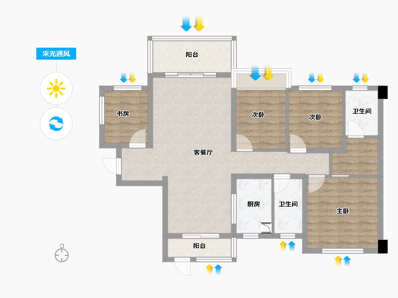 广东省-潮州市-龙光阳光禧园-93.32-户型库-采光通风