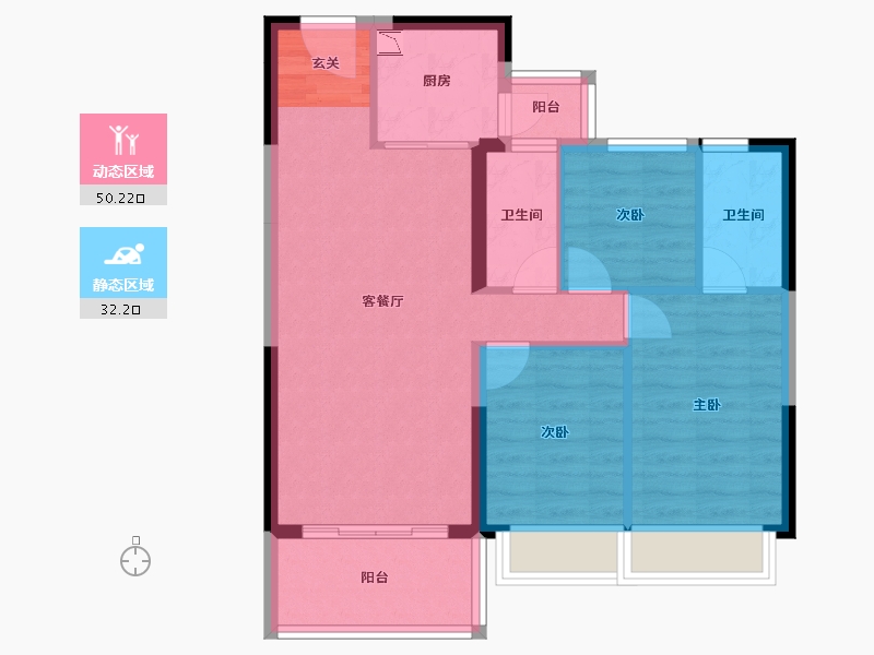 广东省-潮州市-碧桂园翰林府-73.71-户型库-动静分区