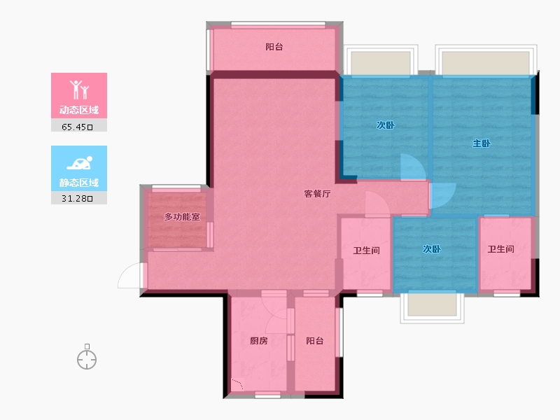 广东省-中山市-水韵名门-85.61-户型库-动静分区