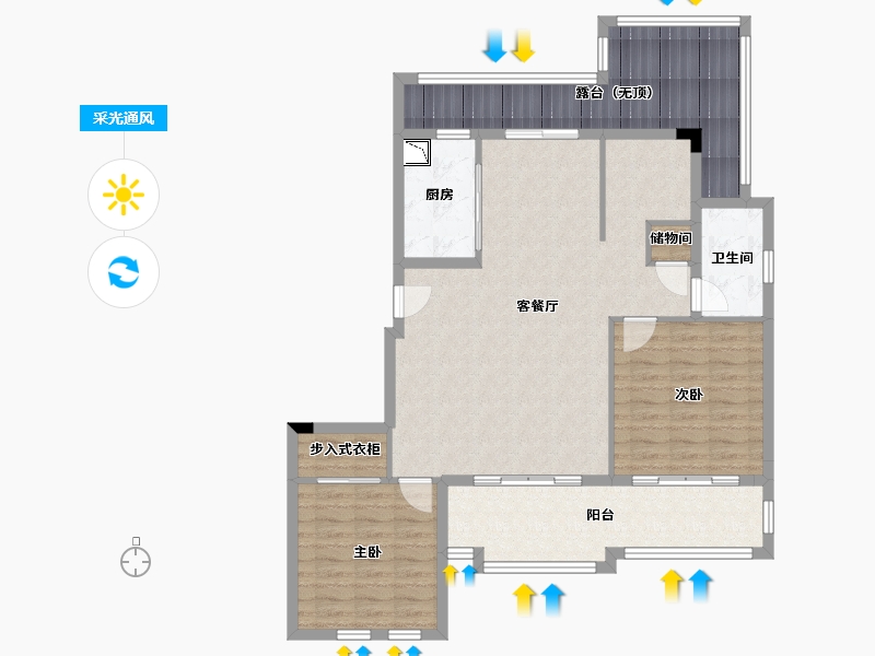 浙江省-杭州市-中兴御田清庭-109.99-户型库-采光通风