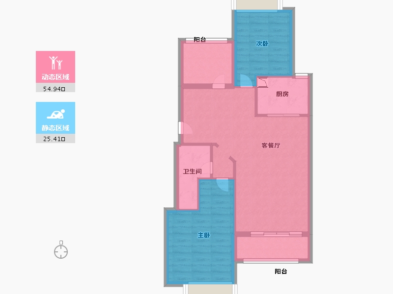 浙江省-杭州市-中兴御田清庭-72.00-户型库-动静分区