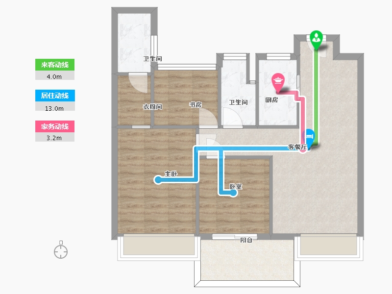 浙江省-杭州市-天阳文晖-72.66-户型库-动静线