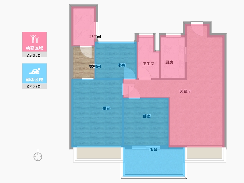 浙江省-杭州市-天阳文晖-72.66-户型库-动静分区