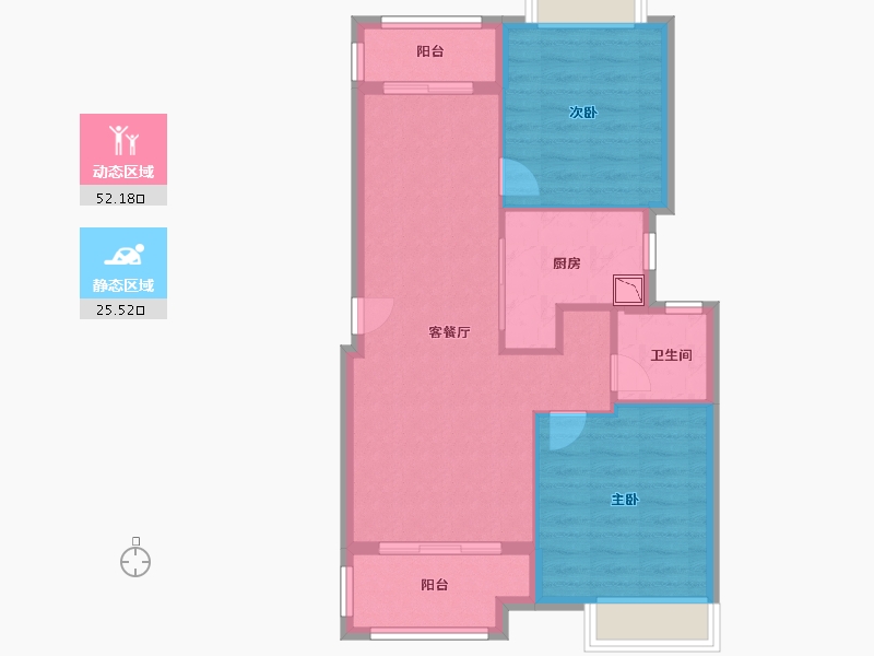 浙江省-杭州市-中兴御田清庭-70.00-户型库-动静分区