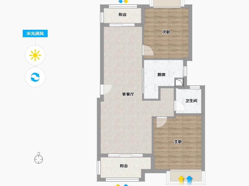 浙江省-杭州市-中兴御田清庭-70.00-户型库-采光通风