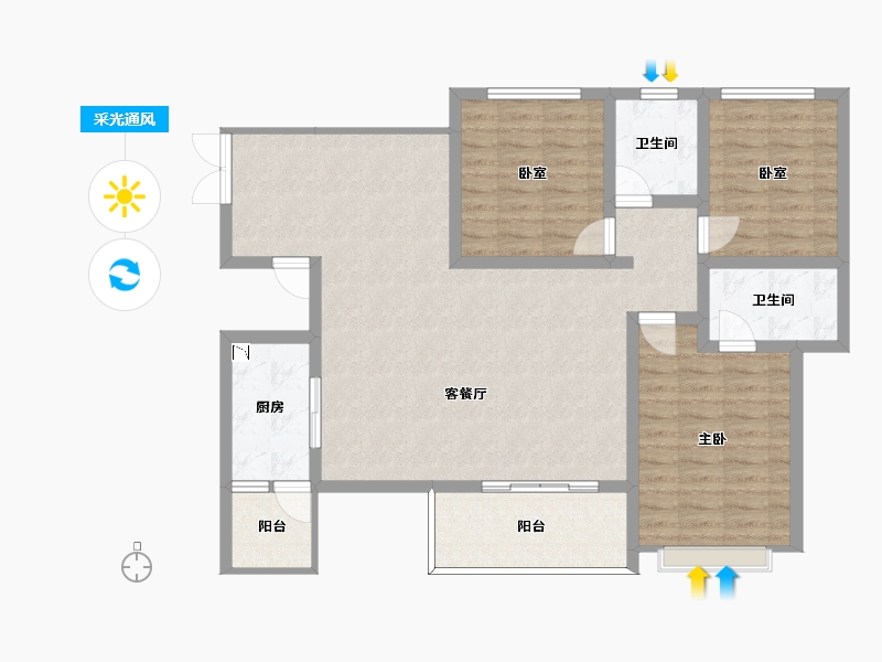 四川省-泸州市-天誉誉府-105.08-户型库-采光通风