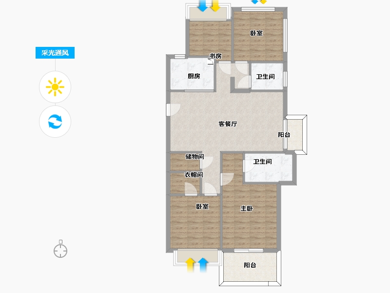 浙江省-杭州市-天阳文晖-101.97-户型库-采光通风