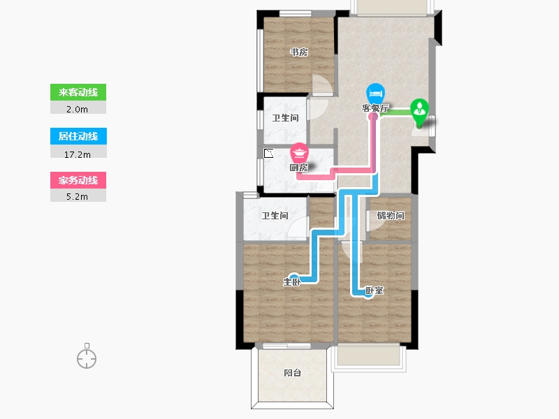 浙江省-杭州市-天阳文晖-76.45-户型库-动静线