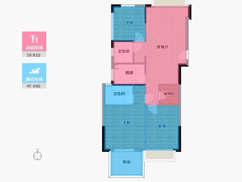 浙江省-杭州市-天阳文晖-76.45-户型库-动静分区