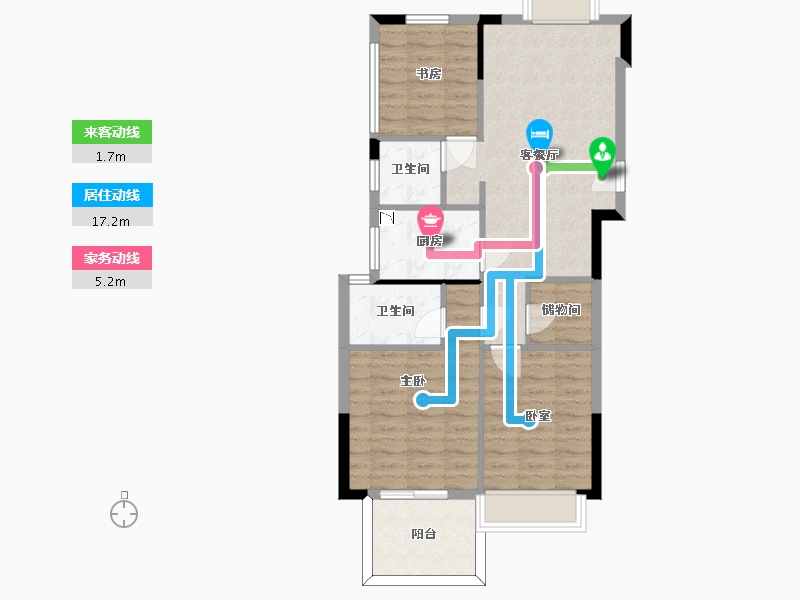 浙江省-杭州市-天阳文晖-76.57-户型库-动静线