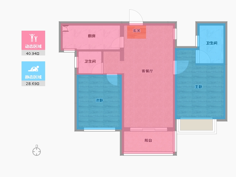 广东省-潮州市-龙光阳光禧园-61.67-户型库-动静分区