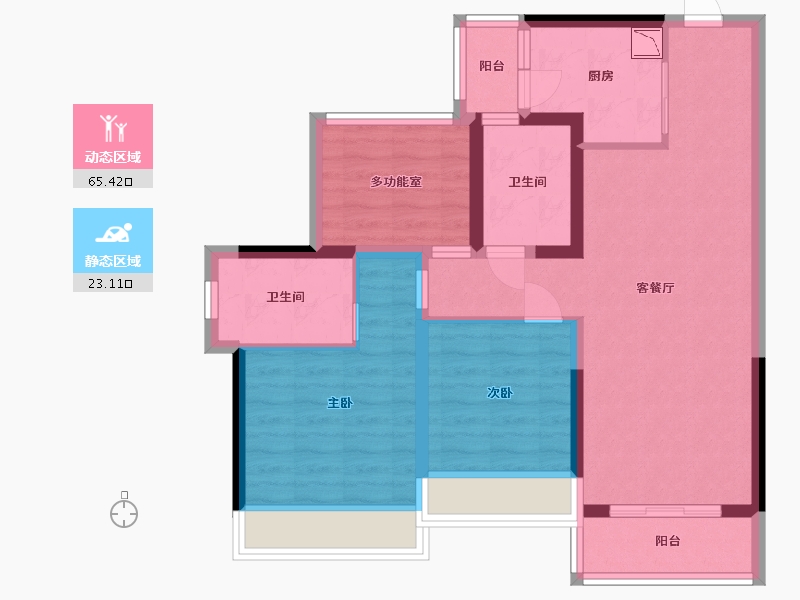 广东省-中山市-龙光玖龙湾-77.60-户型库-动静分区