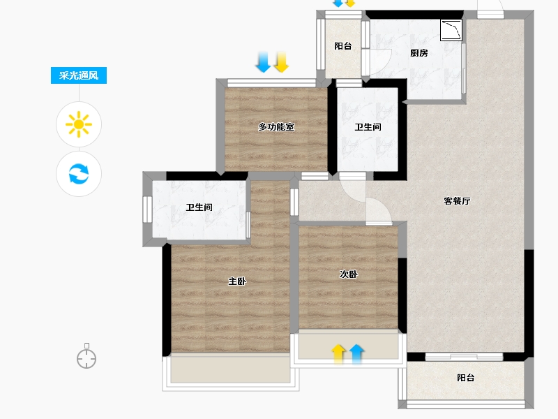 广东省-中山市-龙光玖龙湾-77.60-户型库-采光通风