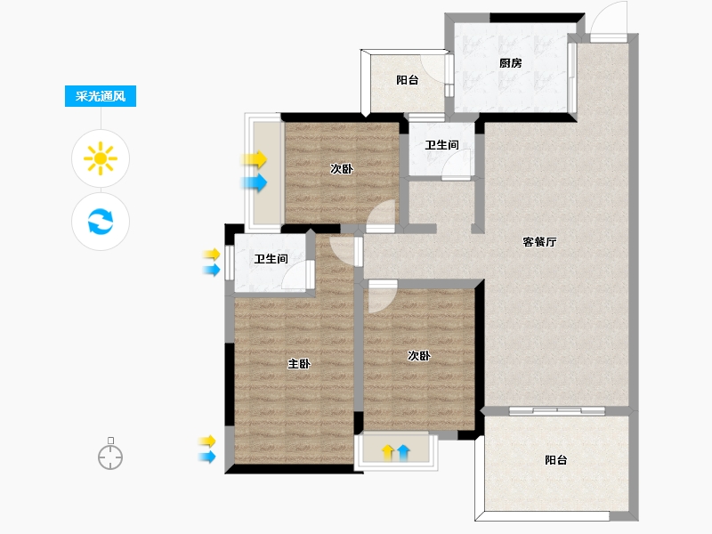 四川省-泸州市-景豪永和阳光-106.17-户型库-采光通风