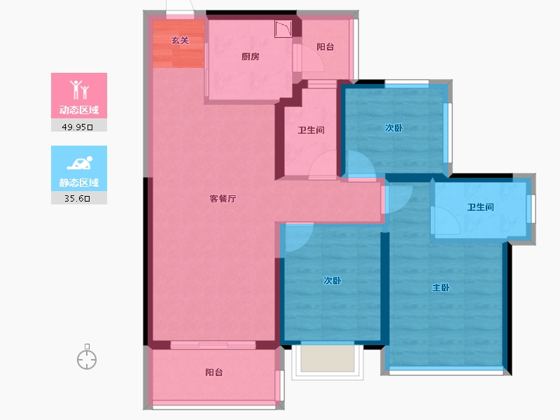 广东省-潮州市-龙光阳光禧园-75.20-户型库-动静分区