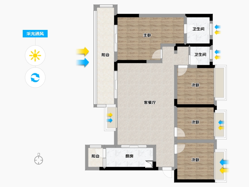 四川省-德阳市-世茂璀璨天城-114.00-户型库-采光通风