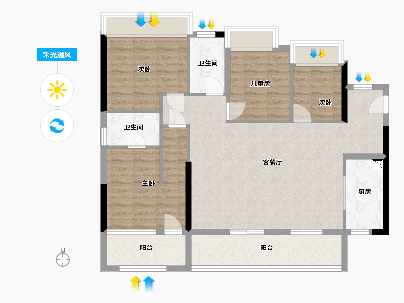 广东省-中山市-海伦堡・千江阅-101.74-户型库-采光通风