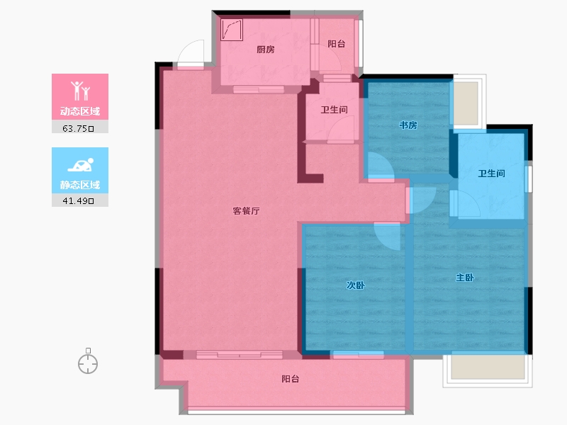 四川省-德阳市-世茂璀璨天城-92.85-户型库-动静分区