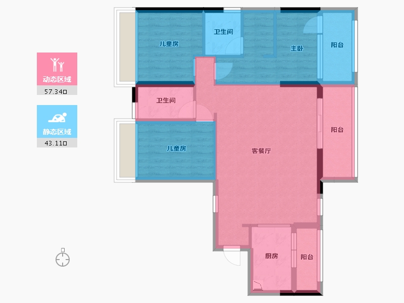 广东省-中山市-海伦堡・千江阅-89.10-户型库-动静分区