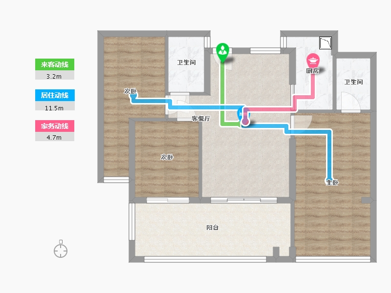 广东省-惠州市-九洲玉带湾-85.33-户型库-动静线