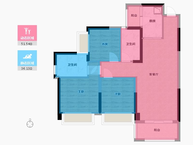 广东省-中山市-金帝世纪城-77.23-户型库-动静分区