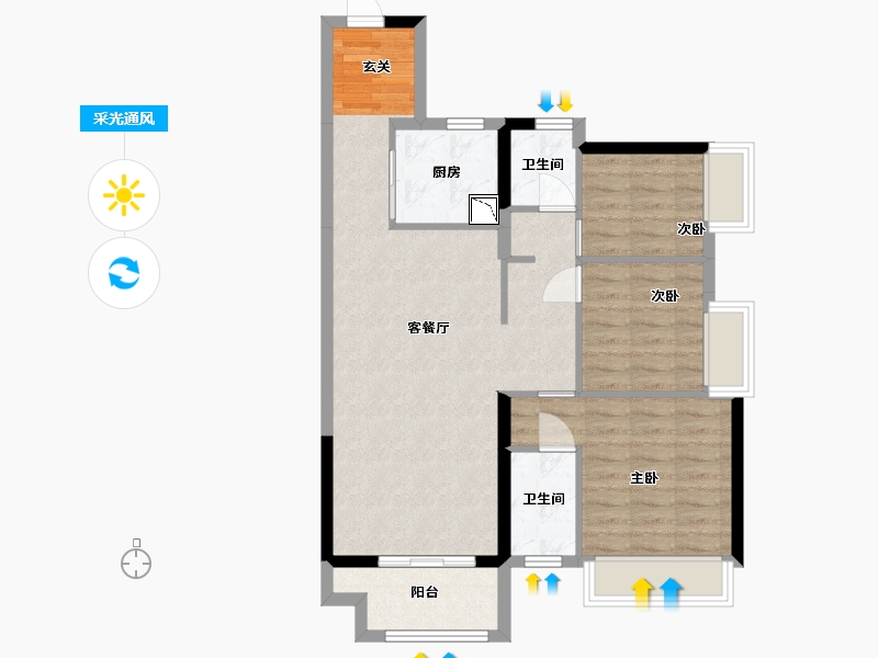 广东省-中山市-海伦堡・千江阅-78.17-户型库-采光通风