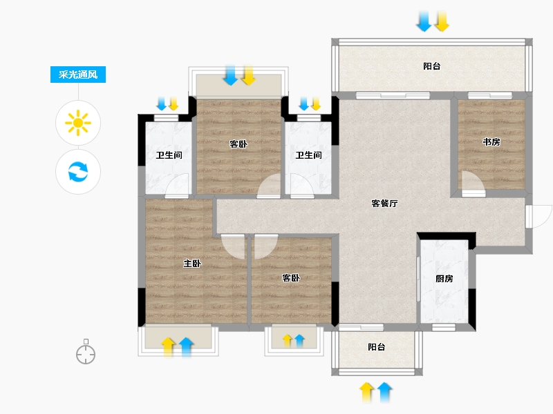 广西壮族自治区-南宁市-九樾府樾境-98.28-户型库-采光通风