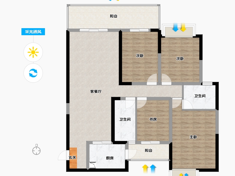 广西壮族自治区-南宁市-轨道御珑壹号城-123.44-户型库-采光通风