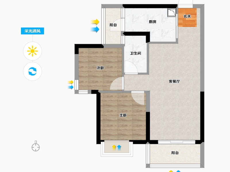 广东省-潮州市-龙光·御水岸-62.40-户型库-采光通风