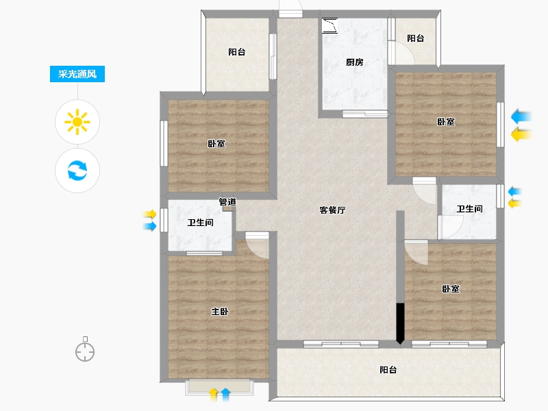 四川省-泸州市-天誉誉府-118.45-户型库-采光通风