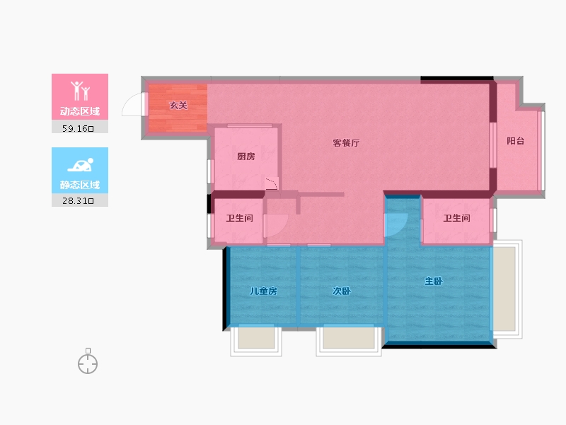 广东省-中山市-海伦堡・千江阅-77.99-户型库-动静分区